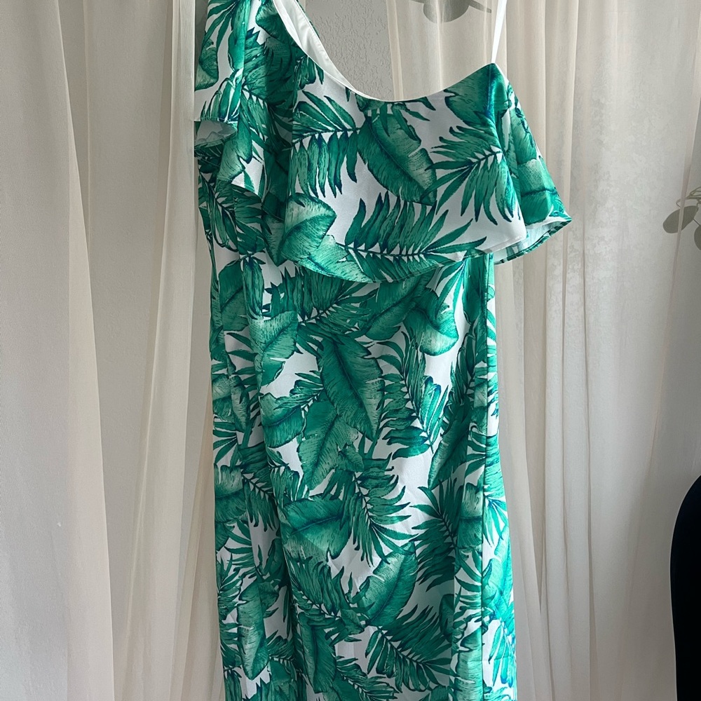 Gianni Bini Tropical Green One-Shoulder Dress